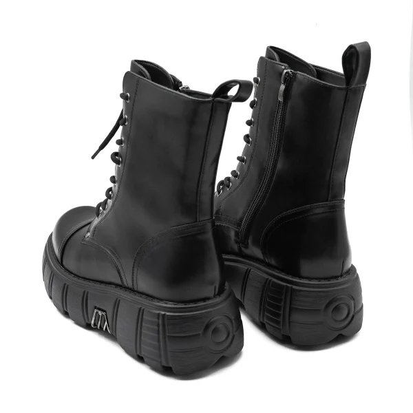 Women Platform Ankle Boots Female's Rock Round Toe Lace Up Fashion Retro - Image 5