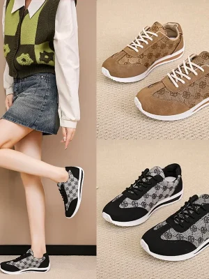 Autumn Sneakers Women Flat Casual Comfortable Shoes Fashion Versatile Lace Up