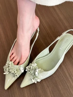 Women Sandals Spring Summer 2025 Spring New Pointy Flower Sandals