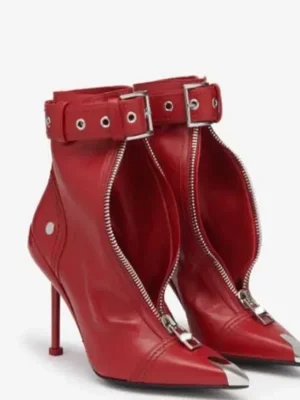 Women’s Zipper High Heel Short Boots Fashion Pointed Belt Buckle Women’s Ankle Boots