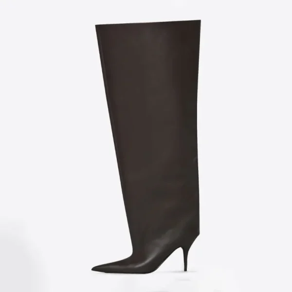 Pointed Big Cap Knee Length Boots Fashion Show Slender High Heel Sleeve Medium Cap Women's Boots - Image 15