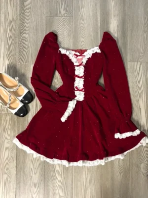 Hot Girls Mini Dress Birthday Sweet Korean Fashion Dress Patchwork Design