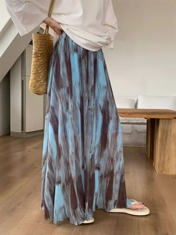 Boho Beach Vintage Long Skirts Women Printed A-line Female Elegant Skirt - Image 2