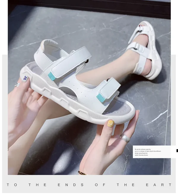 Women's Summer 2025 New Fashion Casual Flat Soft Leather Soft Sole Beach Women's Shoes - Image 7