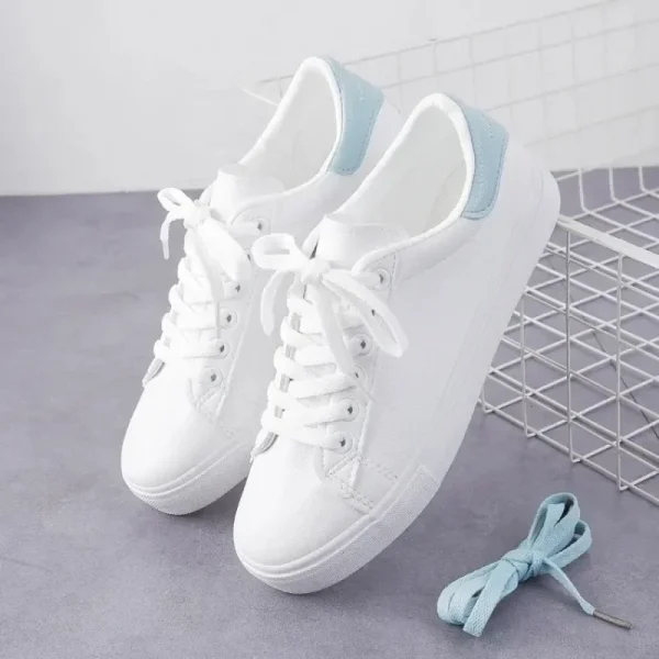 Women Sneakers Fashion Breathble Vulcanized Shoes Pu Leather Platform Shoes White Lace Up Casual Shoes - Image 3