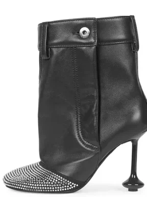 American Fashion Short Boots with Round Toe Slim High Heels and Pocket Design