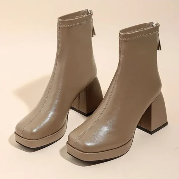 High Heels Short Boots Women Fashion Shoes Autumn Winter Chunky Heels - Image 5