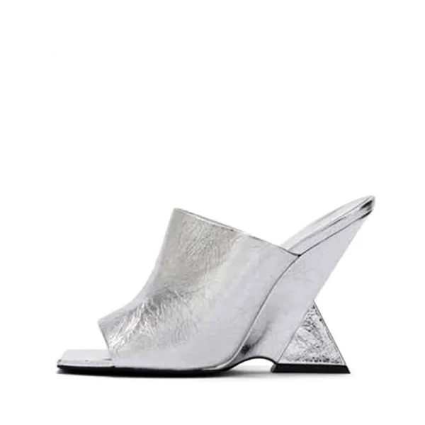 Women's New Summer High-heeled Diagonal Heeled Square Sandals - Image 3