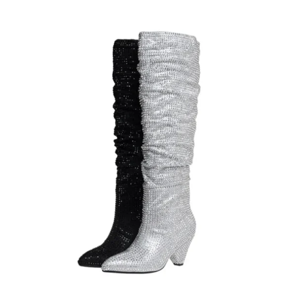 Women's Boots Shining Rhinestone Knee Boots European and American Fashion Sexy Boots