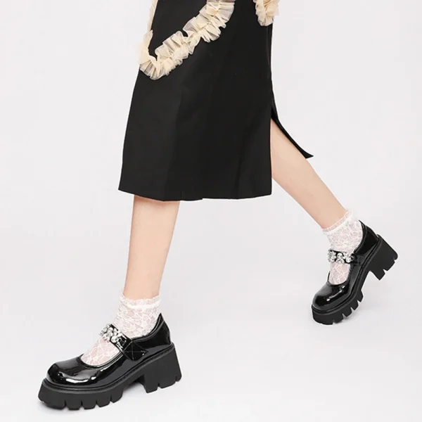 Platform Lolita Leather Shoes Women Japanese Uniform High Heel Mary Jane Shoes - Image 3