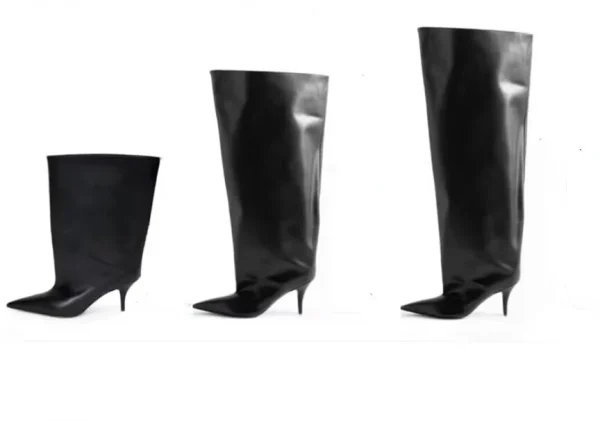 Pointed Big Cap Knee Length Boots Fashion Show Slender High Heel Sleeve Medium Cap Women's Boots - Image 9