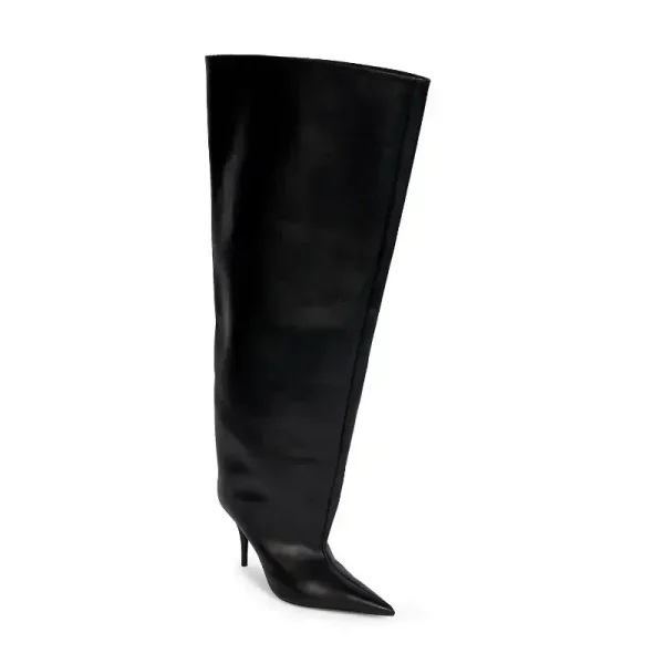 Pointed Big Cap Knee Length Boots Fashion Show Slender High Heel Sleeve Medium Cap Women's Boots - Image 3