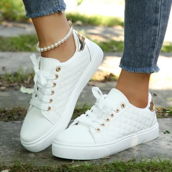 Women White Sneakers 2024 Spring Autumn Womens Fashion Black Lace-up Soft Soled PU Leather Shoes - Image 6