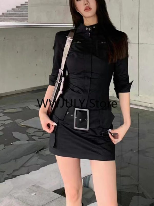 Vintage Cargo Clothing Black Slim  Mini Dress Short Party Elegant Bodycon Dress - Image 7