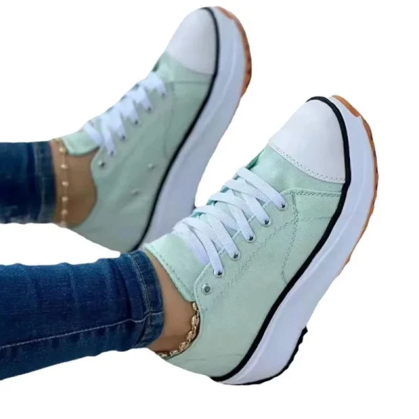 Canvas Shoes Women Sneakers Solid Lace-Up Casual Platform Shoes for Women - Image 5