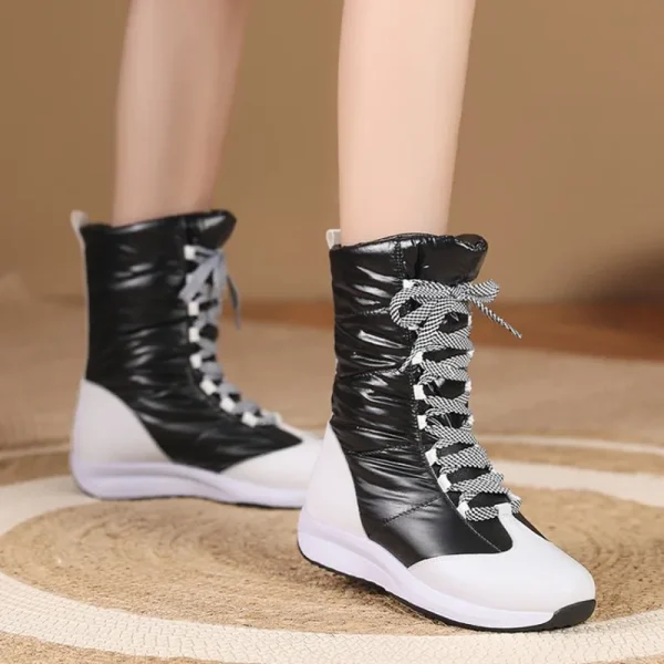 Leather Snow Boots Women's New Tarpaulin Women's Boots Winter Cotton Shoes - Image 6