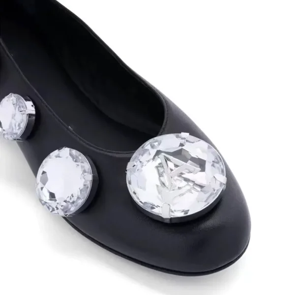 Women's Mary Jane Shallow Mouth Water Diamond Flat Sole Single Shoes - Image 9