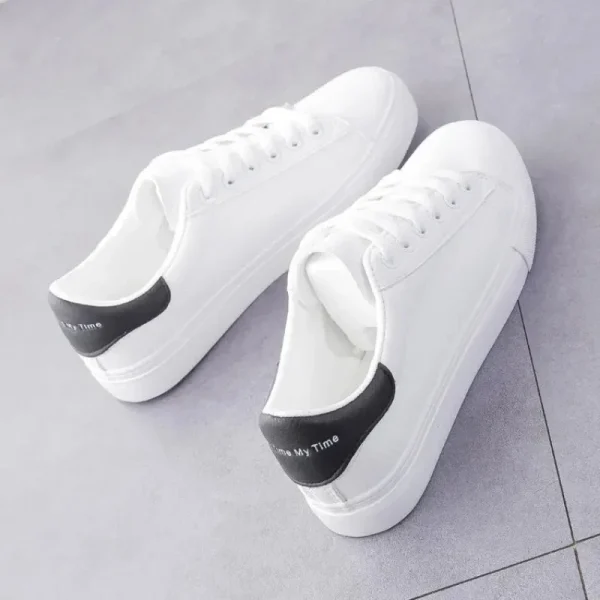 Women Sneakers Fashion Breathble Vulcanized Shoes Pu Leather Platform Shoes White Lace Up Casual Shoes - Image 2