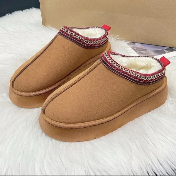 Women's Wool Slippers Warm Platform Wool Low-top Snow Boots Slippers Women's Outdoor