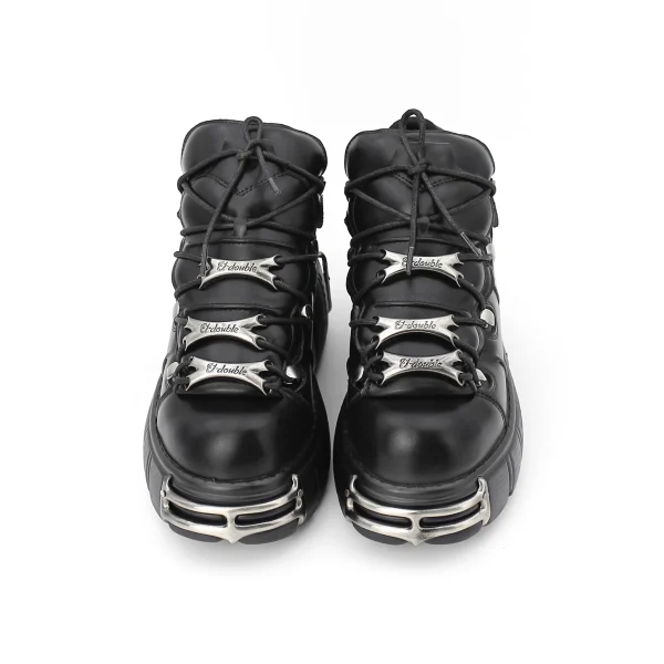 Lace-up heel height 6CM Platform Shoes Woman Gothic Ankle Boots Metal Decor Woman Sneakers - Image 4