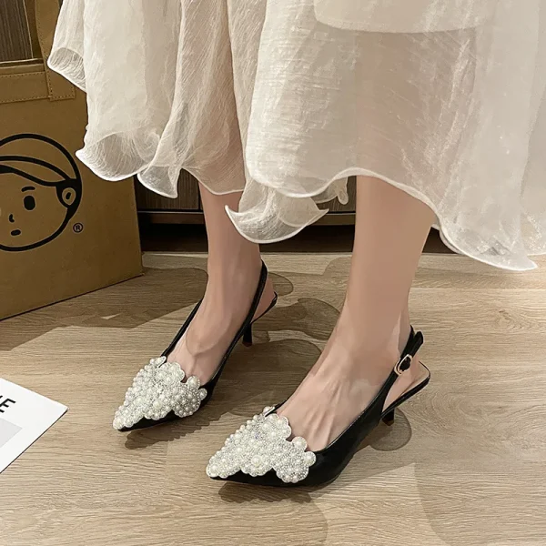 Fashion Pointy Heeled Sandals, Empty Shoes After Shallow Mouth Baotou - Image 2