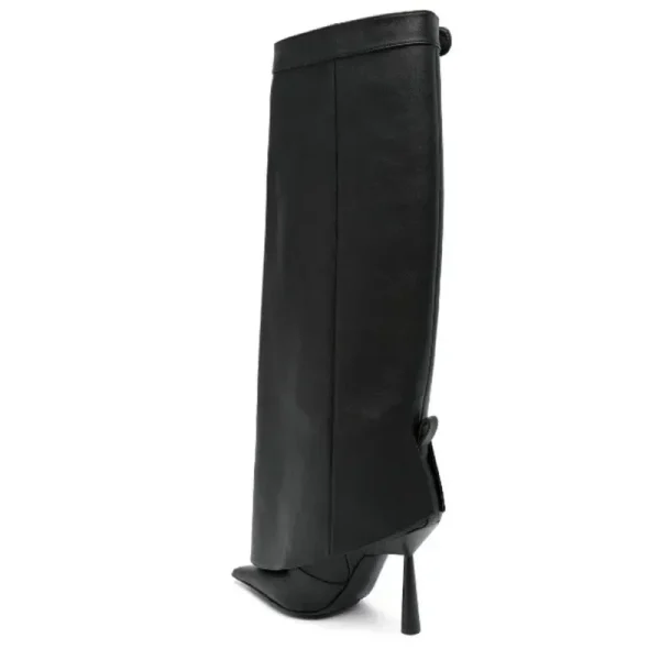 Winter New Belt Buckle Women's Knee High Boots European and American Pointed Slim High Heels - Image 10