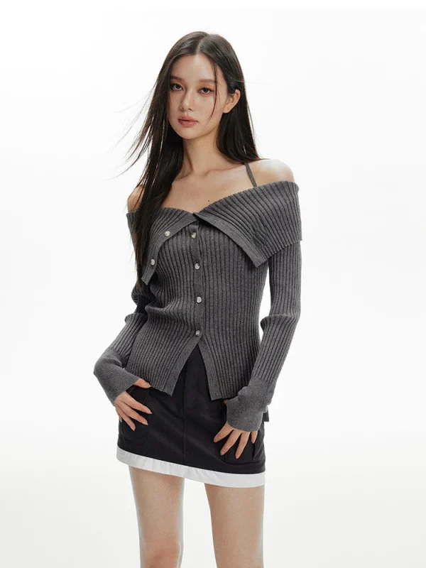 Aesthetic Slim Vintage Sweaters Trendy Bandage Halter Knitwear Female - Image 4