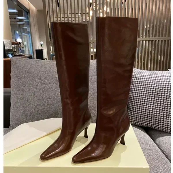 Pointed High-heeled Knee High Boots, Fashionable and Sexy Women's Knight Mid Length Boots - Image 3