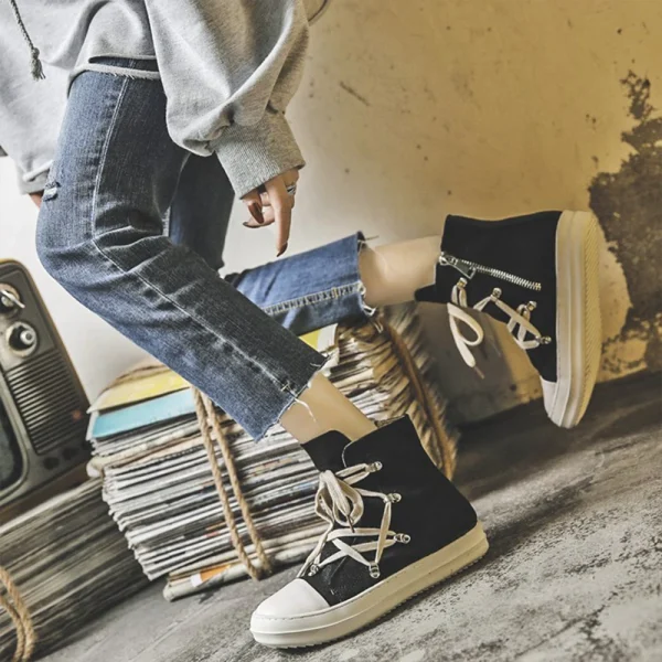 Women Sneakers High Top Cross Tied Men's Casual Shoes Leisure Brand Designed Lace Up - Image 8