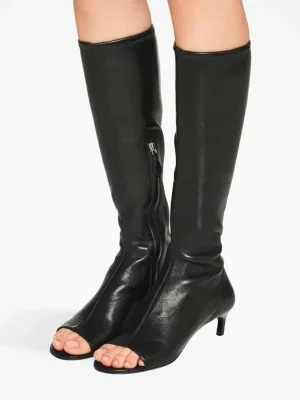 Large Fish Mouth Mid Length Boots, Fashionable Slim High Heel Side Zipper High Sleeve