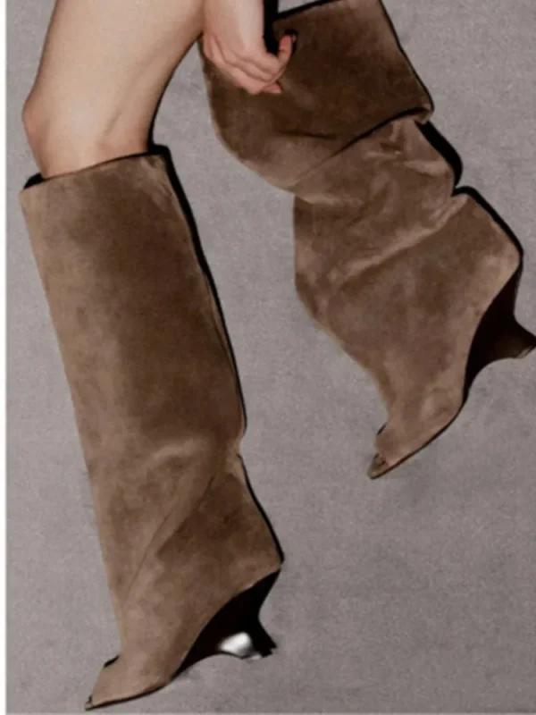 High Heels Knee Length Boots Fashionable and Versatile Fashion Show Large Size Boots