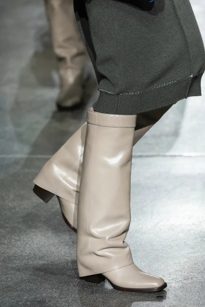 Women's Thick High Heels Knee High Boots Square Toe Fashion Show Winter Mid Length Boots Knight Boots - Image 9