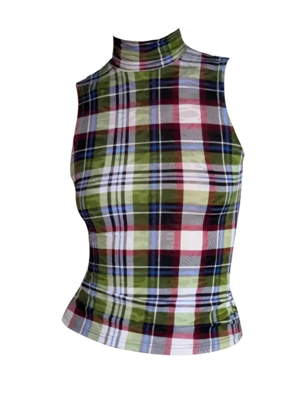 Women Plaid Harajuku Fashion Tank Top Vintage Dark Academia Crop Top - Image 5