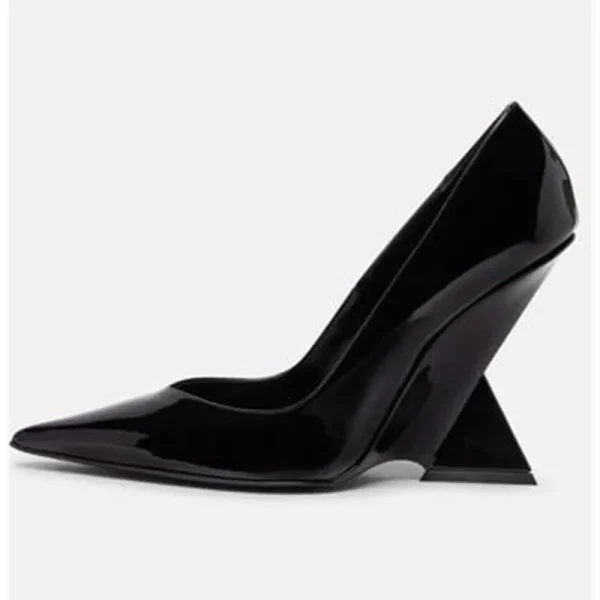 High Heels Thick Sole Thick Heel Lacquer Leather Shallow Mouth Pointed Fashion Sexy Women's Oversized Shoes - Image 12