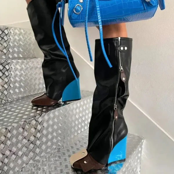 Women's Zipper Thick Sole Knee High Boots European and American Trend Nightclub Party Women's Boots - Image 4