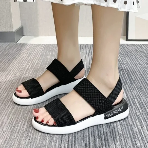 Women's Summer Knitted Fabric Wedge Sandals, Light Walking Sandals, - Image 4