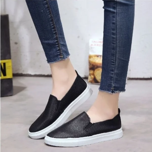 summer small white shoes women's shoes or lend students lazy flat-bottomed leather a leather shoes - Image 7