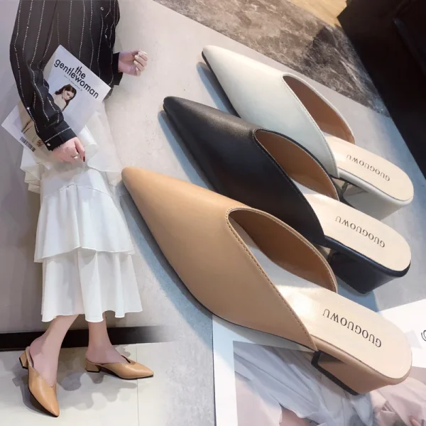 Women's Shoes 2024 Spring Fashion, Temperament, Chunky Slippers, Chunky Pointed Sandals,shoes for woman - Image 7