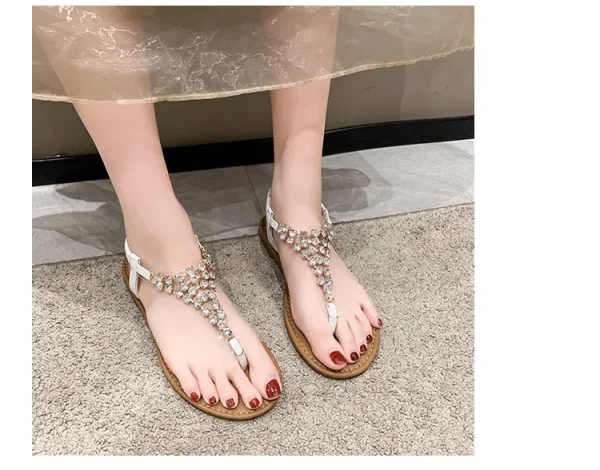 Summer New Flat Transparent Rhinestones Pin toe Women's Sandals - Image 9