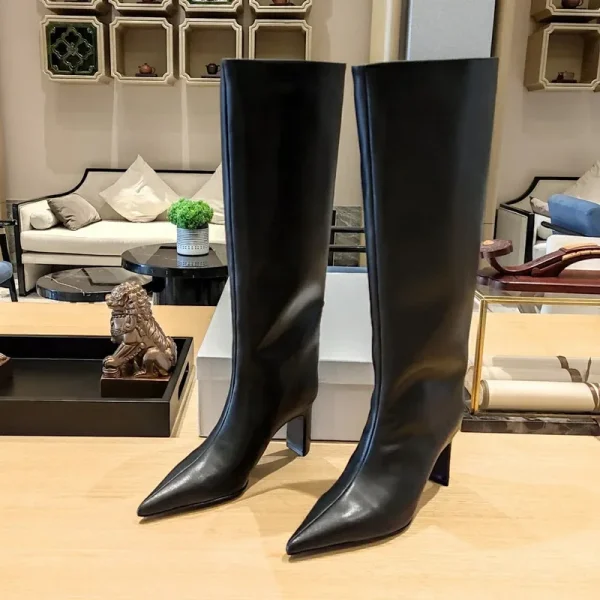 Women's New Pointed Thick Heel Sleeve Knee High Women's Boots Fashion - Image 3