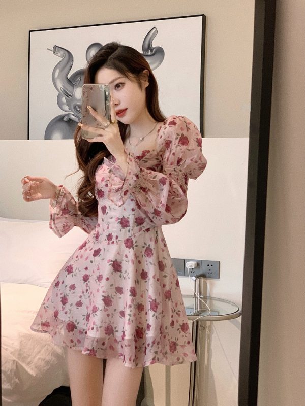 Summer Sweet Elegant Short Party Dress Korean Fashion Floral Mini Dress - Image 8