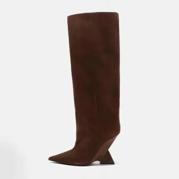 Women's Knee Length Boots Fashion Pointed Shaped High Heels Women's Large Sleeve Boots - Image 7