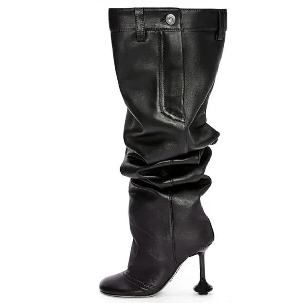 Pointed Knee Length Women's Boots Round Head Thin High Heels Autumn/Winter Women's Boots - Image 10