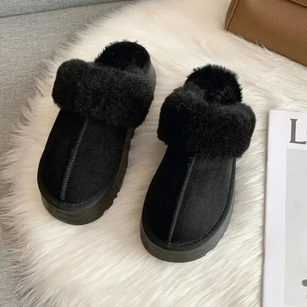 Fur Slippers Women Winter Plush Sandals Luxury Slip on Platform Slides Female - Image 3