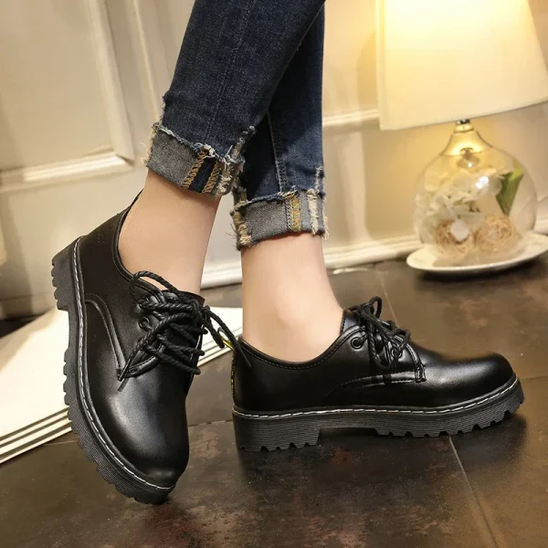 Classics Leather Platform Loafers Woman 2024 British Style Thick Heels Oxfords Shoes Women - Image 3