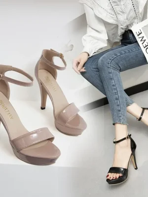 High-heeled women’s sandals open toe platform fashion casual solid sandals