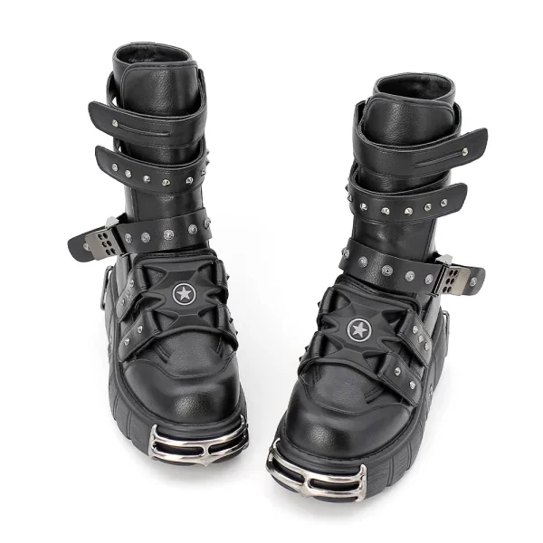 Men and Women Boots High Heel Platform Shoes Height 6CM Woman Gothic Ankle - Image 4