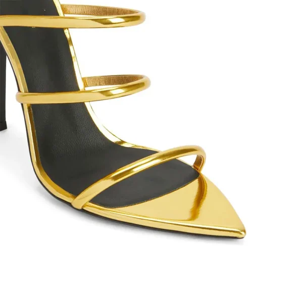 Women's Open Toe Lacquer Leather Slim High Heel Sandals Fashion Belt Buckle Zipper - Image 12