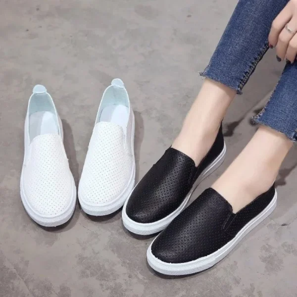 summer small white shoes women's shoes or lend students lazy flat-bottomed leather a leather shoes