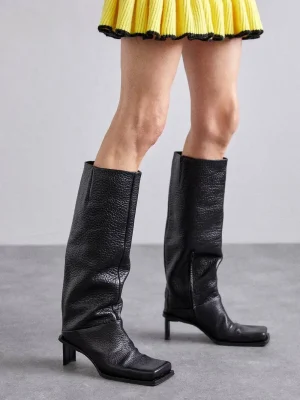 Winter Style Thick High-heeled Knee High Women’s Boots with Square Toe and High Tube, Fashionable Plus Size Boots